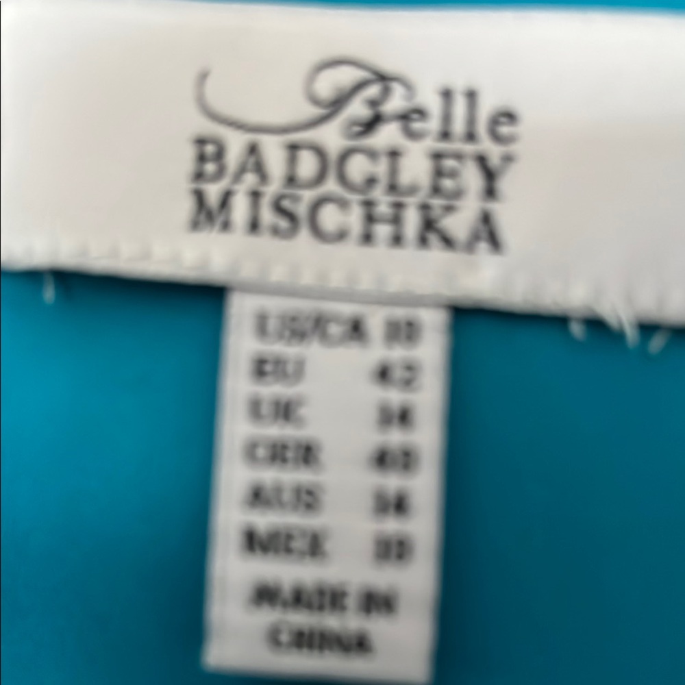 Badgley Mischka Teal Lace Trim Midi Dress sz 10 - Picture 2 of 5